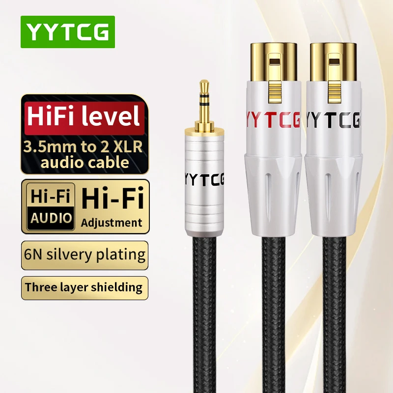 HIFI 3.5 mm TRS Male to2 XLR Female Audio Cable Guitar Instrument Cable for Microphone