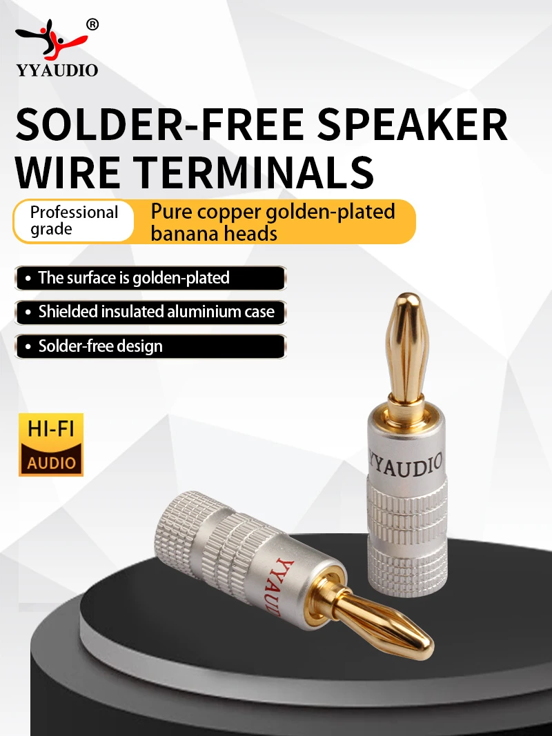 HIFI Speaker Banana Plug Connector Copper Banana Jack Male Plug Screw Wire Adapter for Audio Video Cable Connector