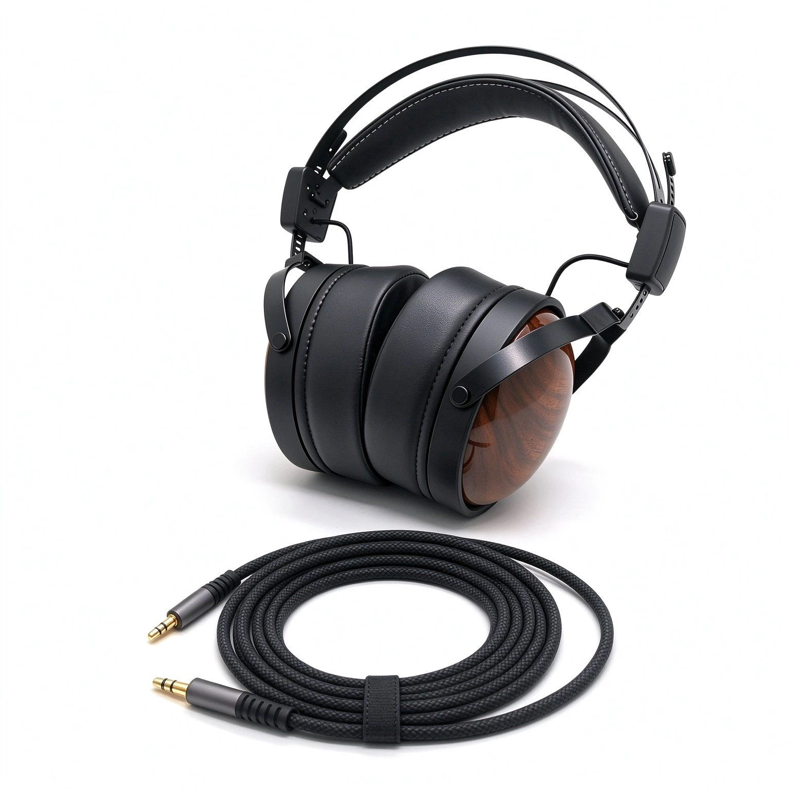 Handcrafted Natural Wooden Wired Headphones, HiFi Stereo, Natural Wood Ear Cups Factory Price Support OEM, ODM