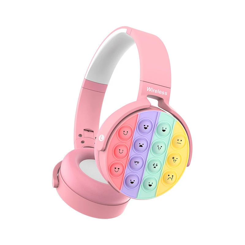 Headphone Gamer Headset Cute Bluetooth Headphones Foldable Card-Insert Supported Stress-Relief Stereo Sound Headphones for Students