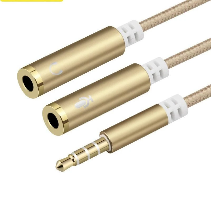 Headphone Splitter 3.5mm Nylon Braided Aux Male to Female 2 Way Earphone Audio Adapter Dual Stereo Jack Y Cable