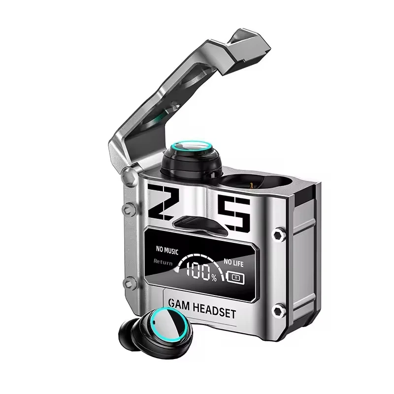 Headset New Metal Mecha Style in-Ear Earphones with Low Power Digital Display Wireless for Esports Gaming