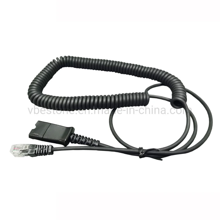 Headset Qd Adapter to Rj9 Rj11 Coiled Cord Cable for Call Center Headset Extension Cable