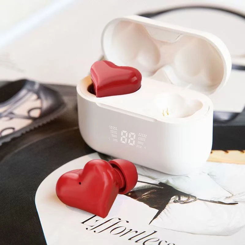 Heartbuds Hear-Shaped in Ear Headphones Wireless Earbuds Cute Bt Noise Canceling Tws Earphone Japan for Girls LED ABS