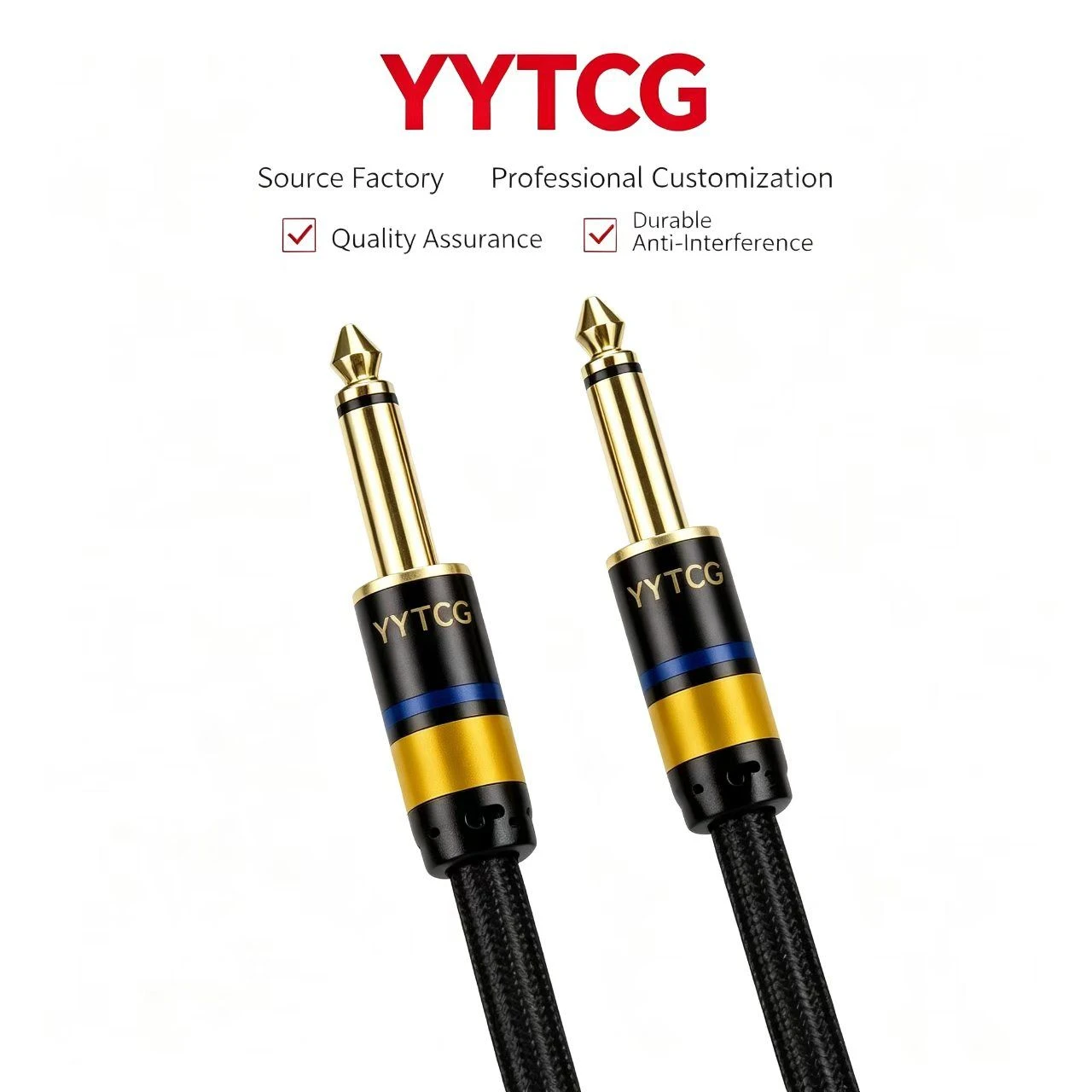 Heavy Duty 6.35mm TS Male to TS Male Guitar Effects Patch Cable g1 Design with Gold Plated Connectors