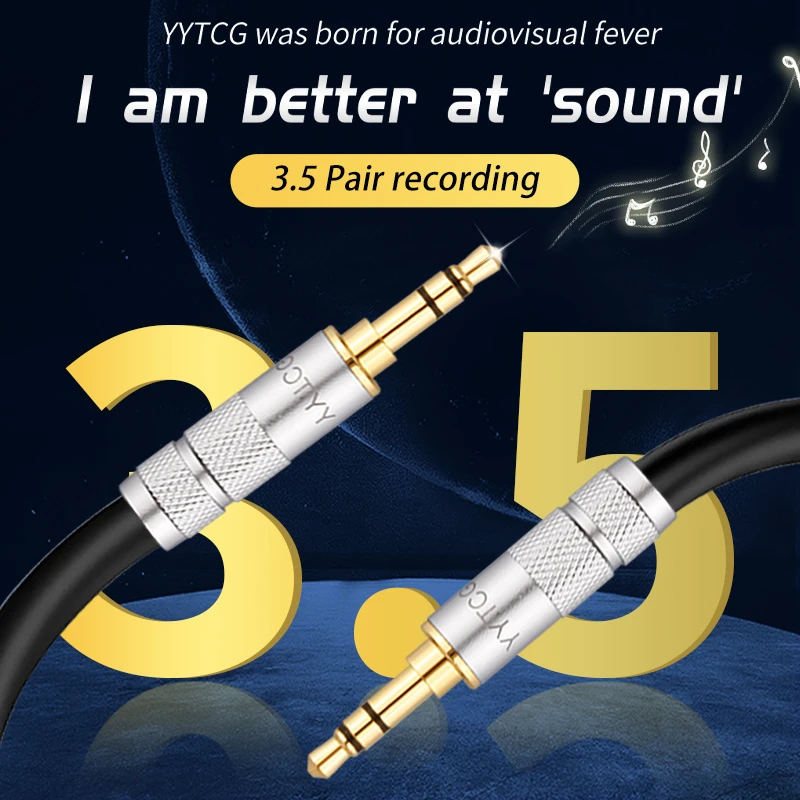 Hi-Fi Grade Gold-Plated 3.5mm to 3.5mm Male-to-Male Cable for Laptop & Power Amplifier Linking