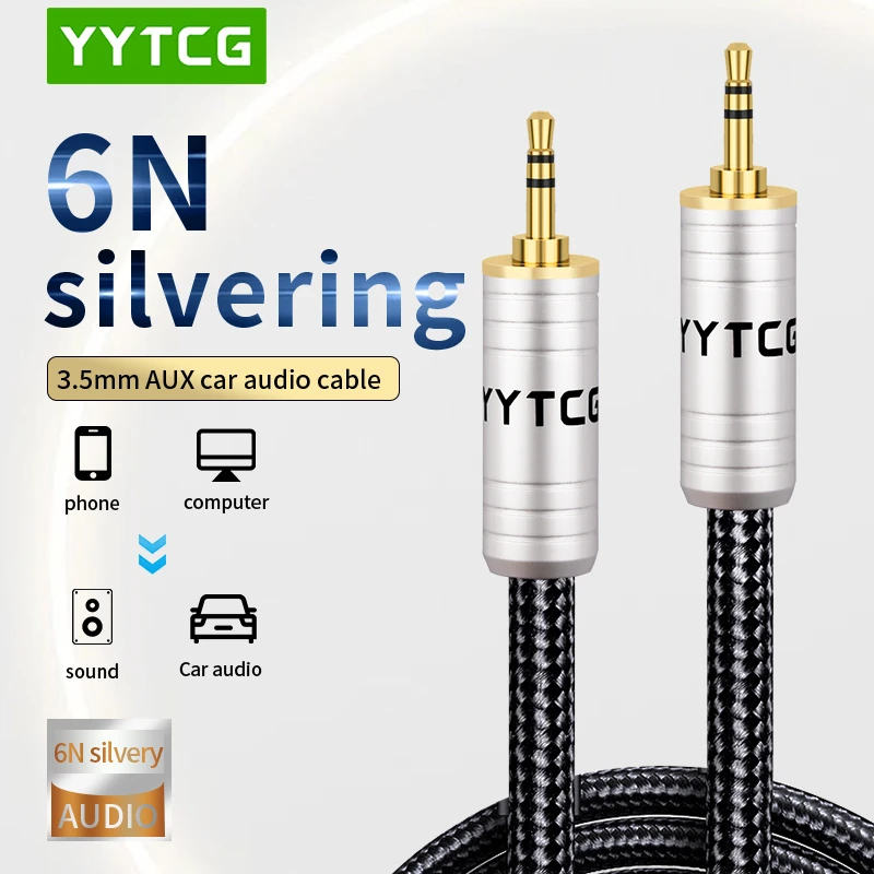 HiFi 3.5 TRS Male to Male AUX Cable Stereo Straight Audio Cable Car Wire 3.5mm Dual Channels