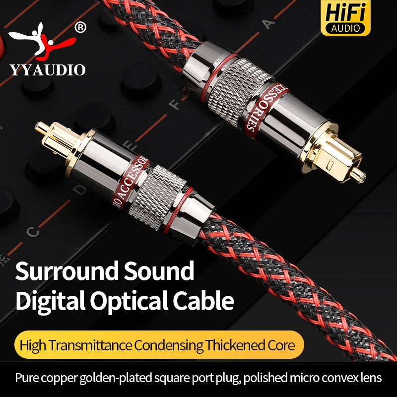 HiFi 7mm Toslink Male to Toslink Male Optical Audio Cable with Braided Shielding for Home Theater and AV Receivers