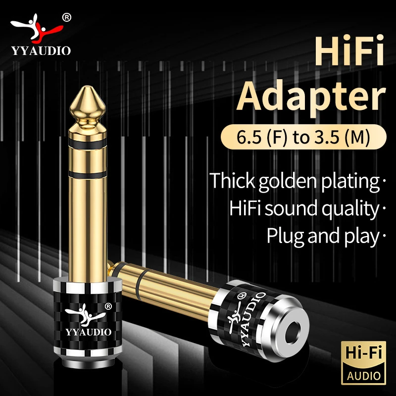 HiFi Gold-Plated 6.35mm Male to 3.5mm Female Audio Adapter for Guitar, Piano, Microphone & Headphones