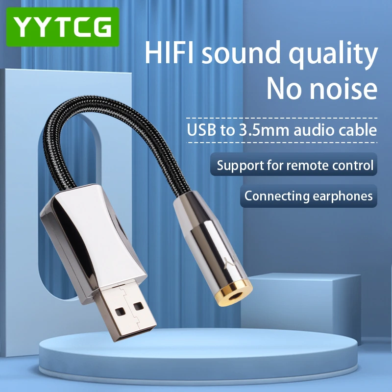 HiFi USB to 3.5mm Audio Adapter Cable with Gold Plated Plug for Headphone Earphone