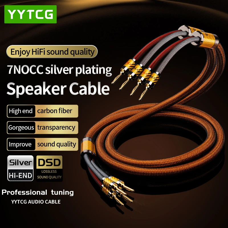 High-End Silver Plated Banana Speaker Audio Cable for HiFi Speakers