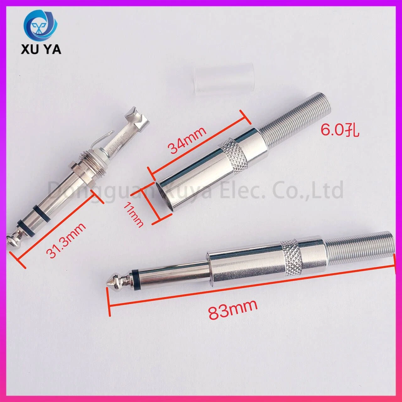 High Performance 6.3mm Mono Audio Large Two Core Plug Anti Interference Stable Signal Transmission Welded Connector for Home Audio System Car Stereo