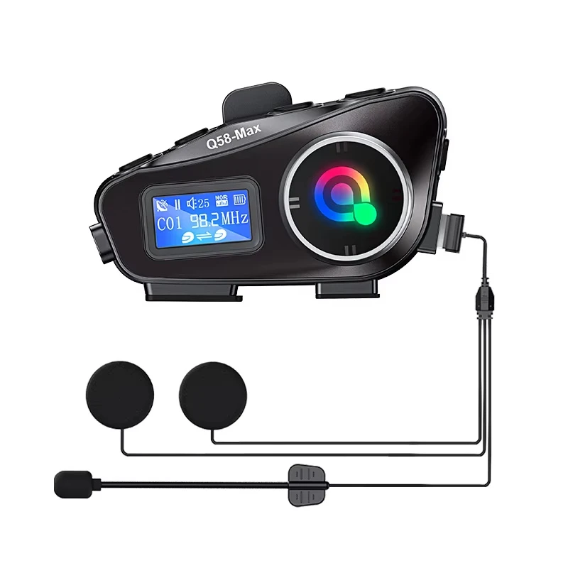 High Performance Q58max Bt5.3 2people 300m Motorbike Intercom Helmet Blue Tooth Headset Music/Auto Answer