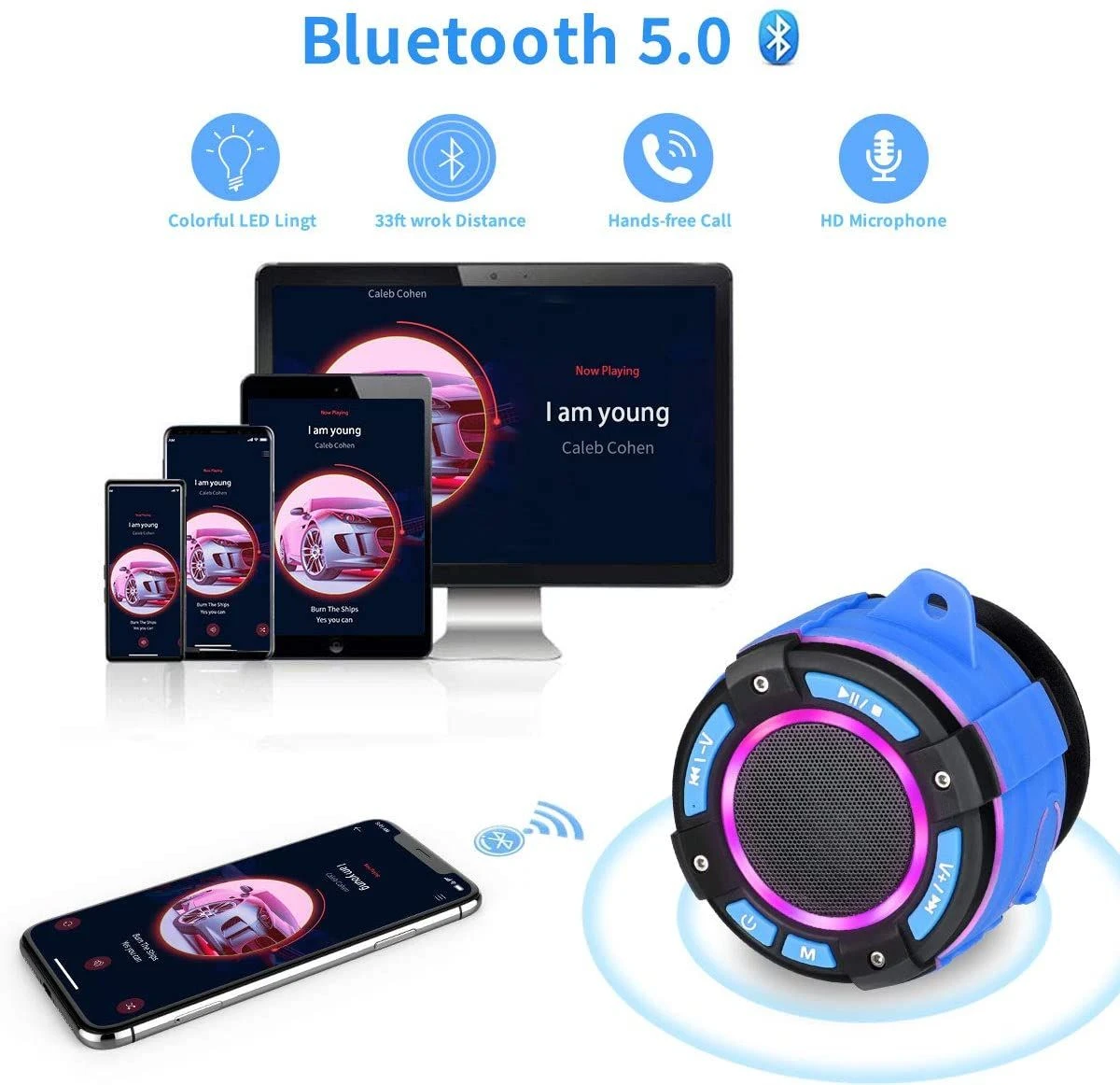 High Power Bluetooth Super Bass Portable Outdoor Speaker Wireless with Microphone