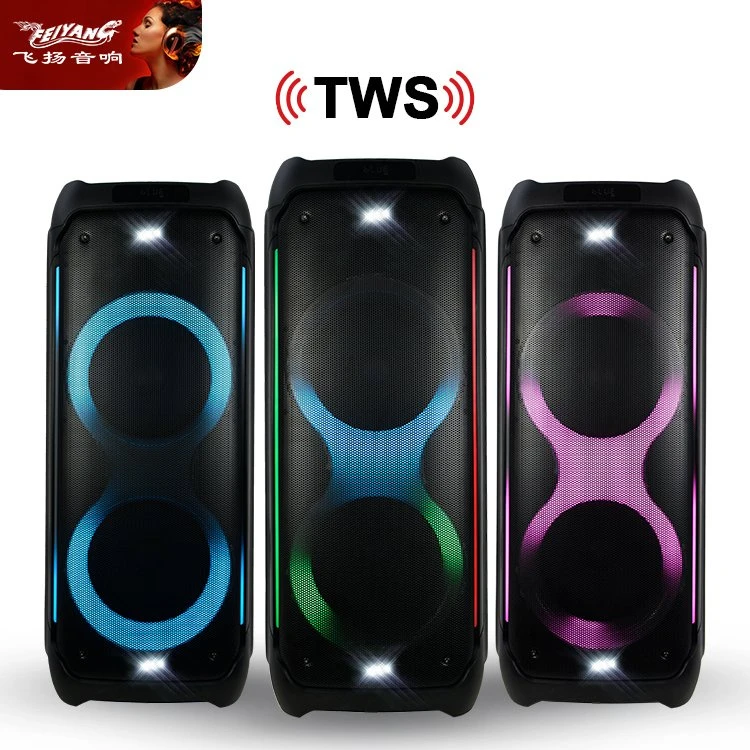 High Power Dual 10 Inch RGB Lights Speaker Party Outdoor