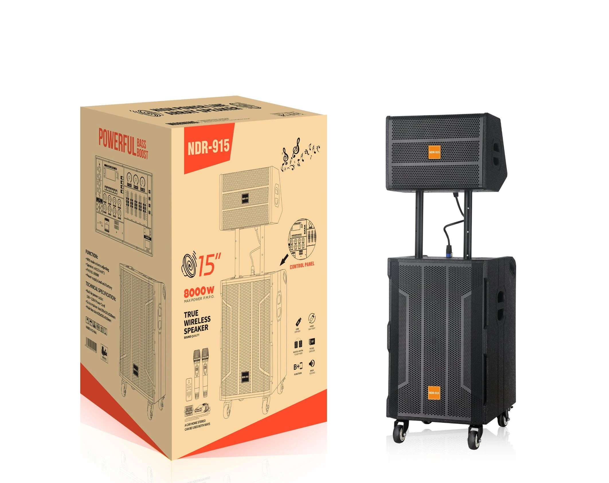 High-Power Performance Line Array Speaker with Dual Wireless Microphone