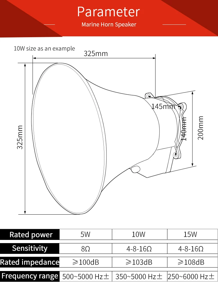 High Power Speaker, Outdoor Tweeter, Broadcasting Speaker, 5W/10W/15W Marine Horn Speaker