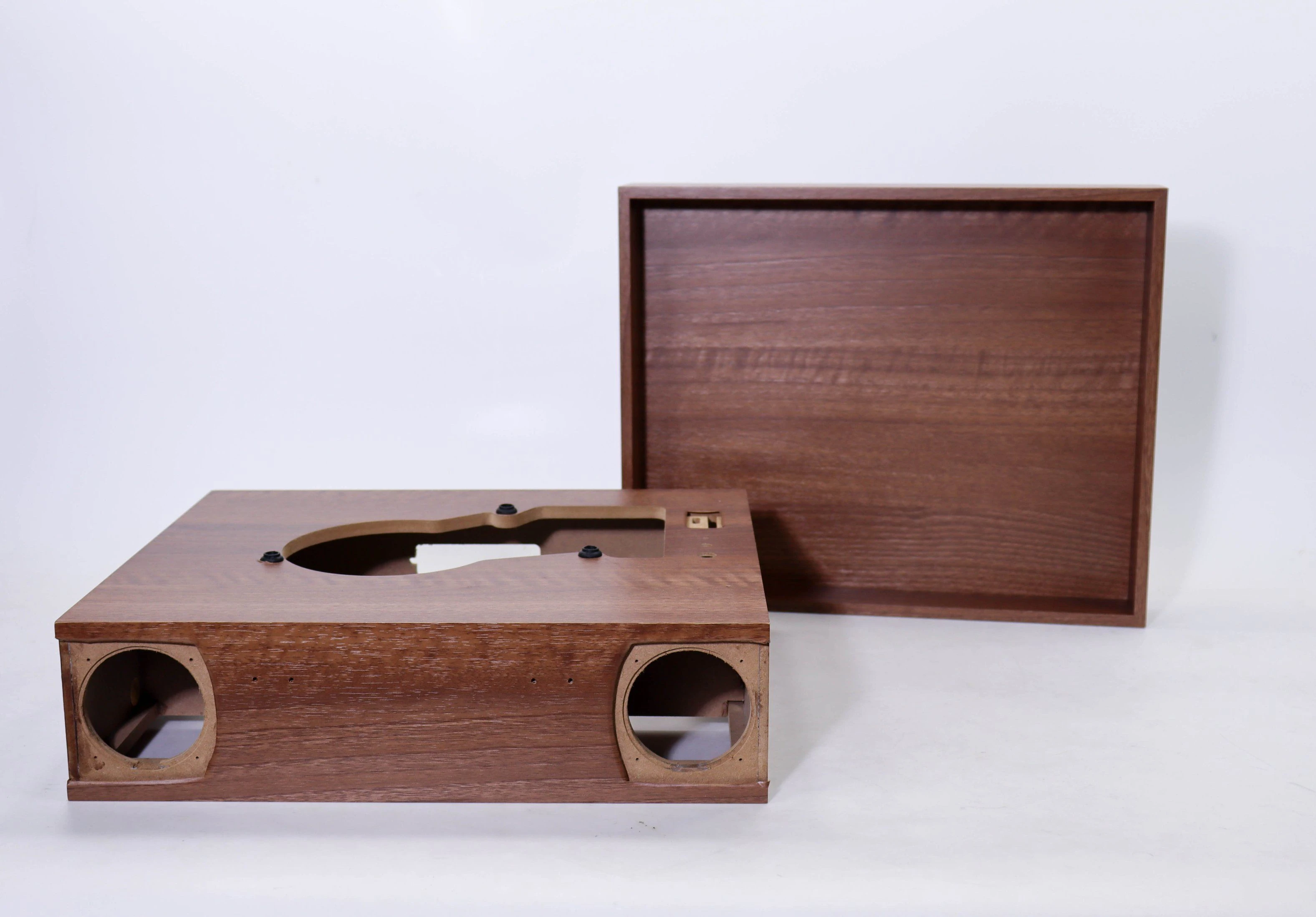 High Quality Antique Solid Wood Grain Wooden Turntable Speakers Empty Shell Box Cabinet Two-Piece Wooden Vinyl Record Player Box Body Cabinet