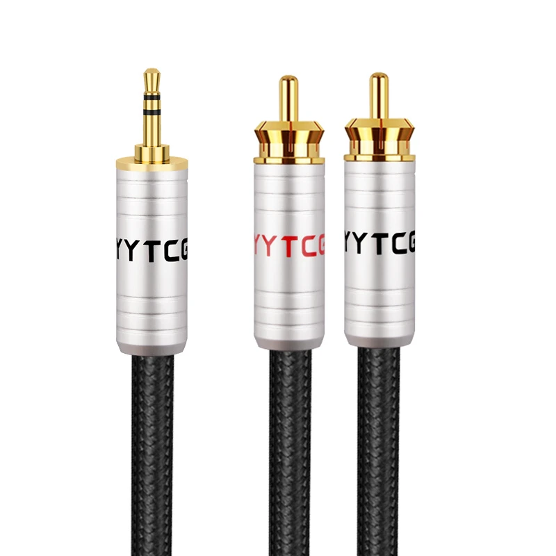 High Quality C1 3.5 mm Male to 2 RCA Male HiFi Y Splitter Stereo Audio Cable for Audiophile Connect Phone MP3 CD PC to Amplifier