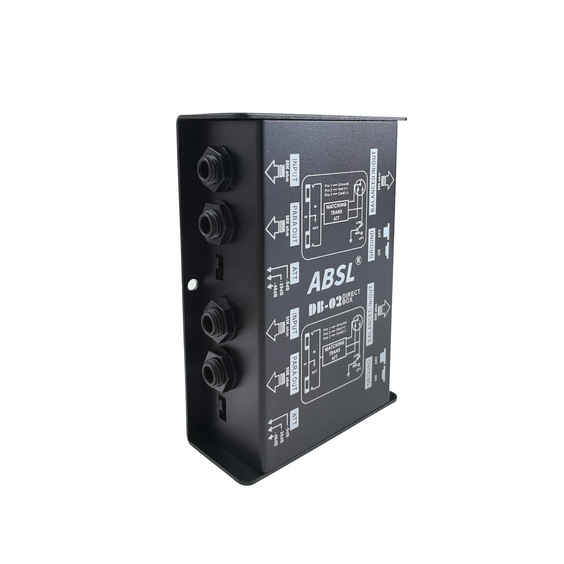 High Quality Dual Channels Passive Direct Di Box dB-02 Audio Convert Box