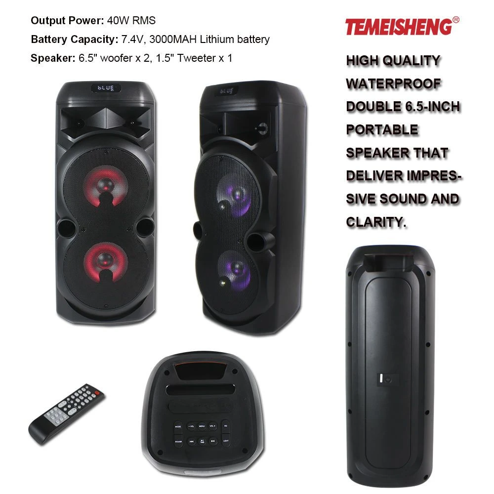 High Quality Ipx4 Waterproof Blue-Tooth Portable Speaker with Big Sound Subwoofer FM Radio/TF/USB Card for Outdoor Parties