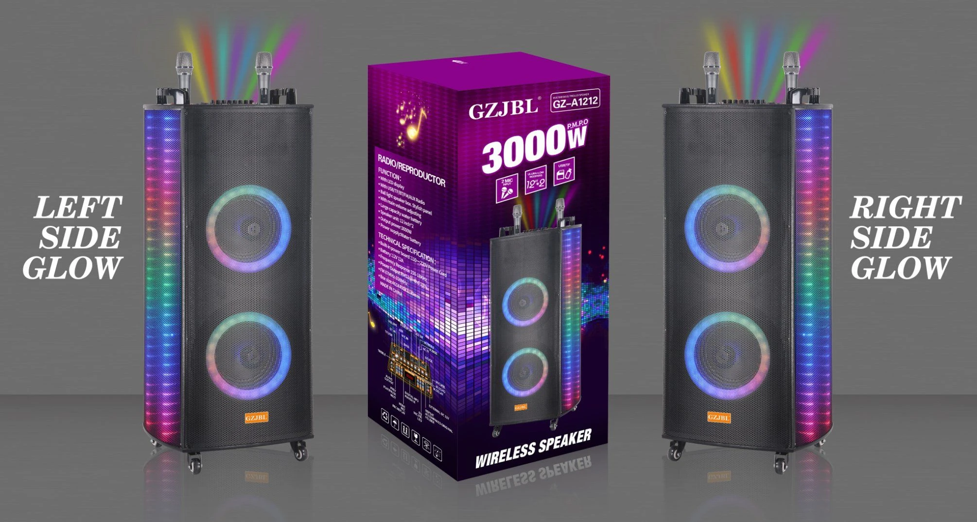 High Quality Speaker with Double-Sided Voice Control Lights