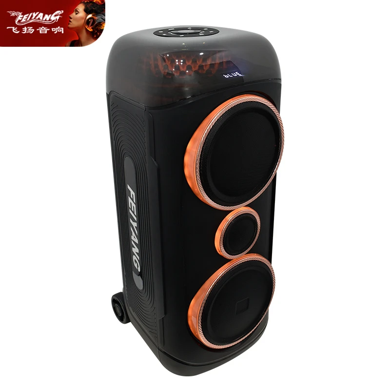 High Quality Super Bass Double 8 Inch Party Speaker with Wheels