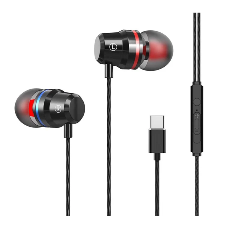 High Quality Type-C Metallic Earphone Headphone for Mobile Phone USB C Plug Handsfree Earbuds