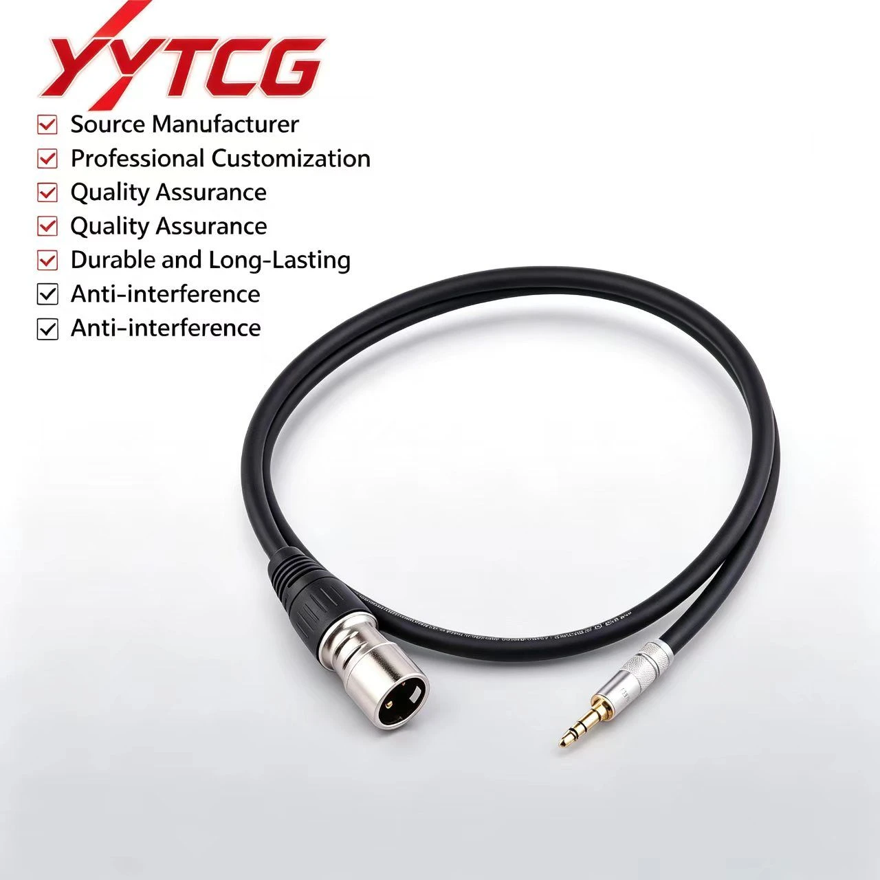 High elasticity 6mm XLR male to TRS 3.5mm balanced snake cable for multi track recording studio monitor controller headphone splitter rack mount gear patch bay