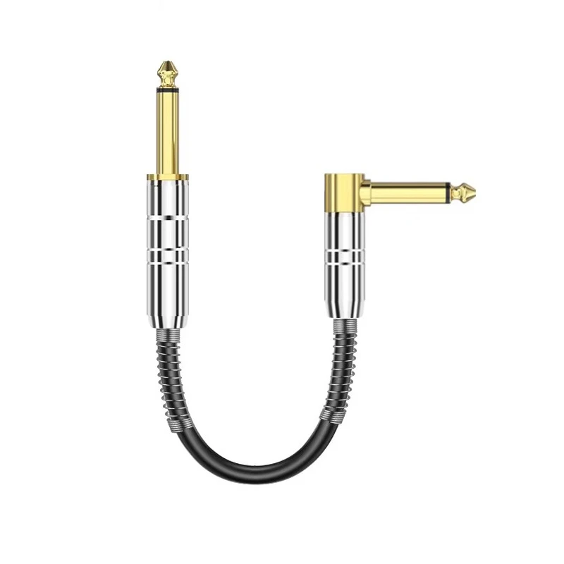 High-quality 6.5mm two-core audio cable – Right Angel 6.35mm to 6.35mm connection for Speaker and guitar cable – Mixing console cable