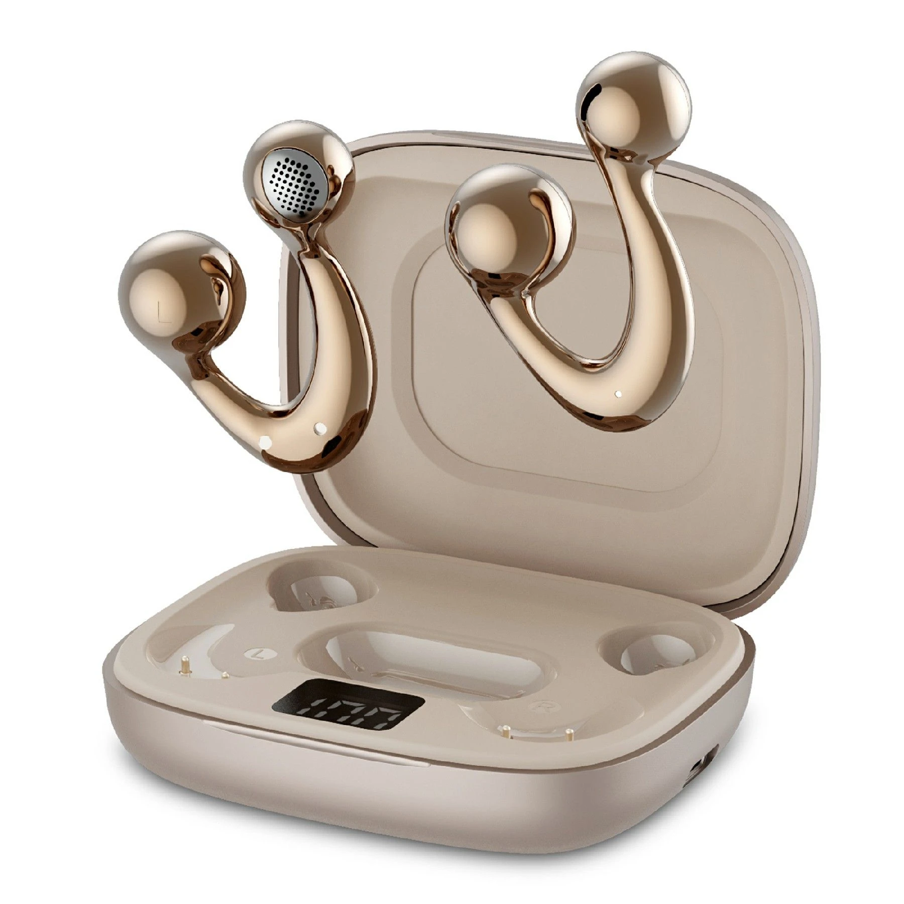 Hileo Hi83 Open-Ear Bluetooth 6.0 Earbuds-360° Panoramic Sound Wireless Earphones (Gold)