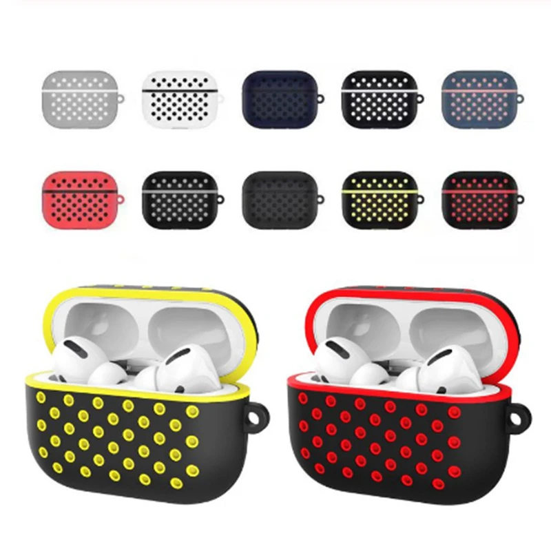Honeycomb Dual Color Protective Cover Earphone Case Shell Chain for Airpods PRO