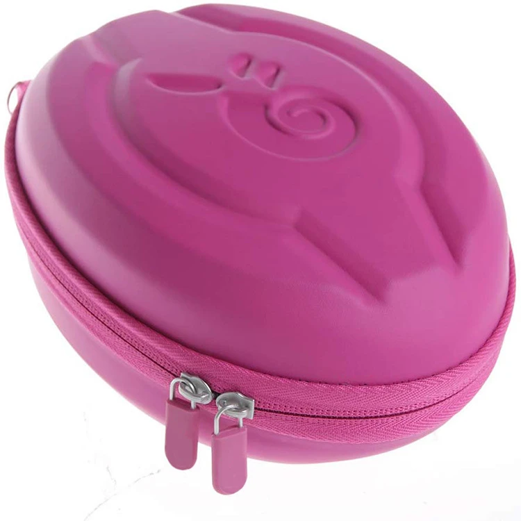 Hot Pink Waterproof Portable Shockproof Hard EVA Headphone Pouch Case with Zipper Puller