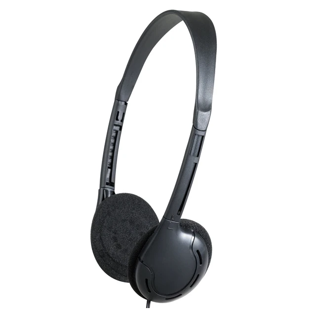 Hot Sale 3.5mm Connector Black Wired Aviation Headsets Hospital Cheapest Disposable Headphone for Tourist Bus