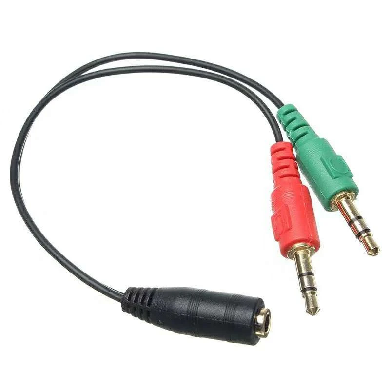 Hot Sale High Quality 3.5mm One Female to 2 Male Audio Cable Computer to Earphone Headset Splitter Audio Cable