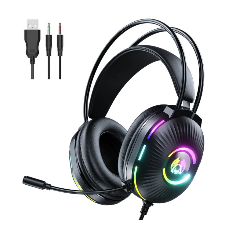 Hot Sale Wired Headset RGB Light Headphone Computer Gamer Headphones with Microphone Surround Stereo Gaming Earphones