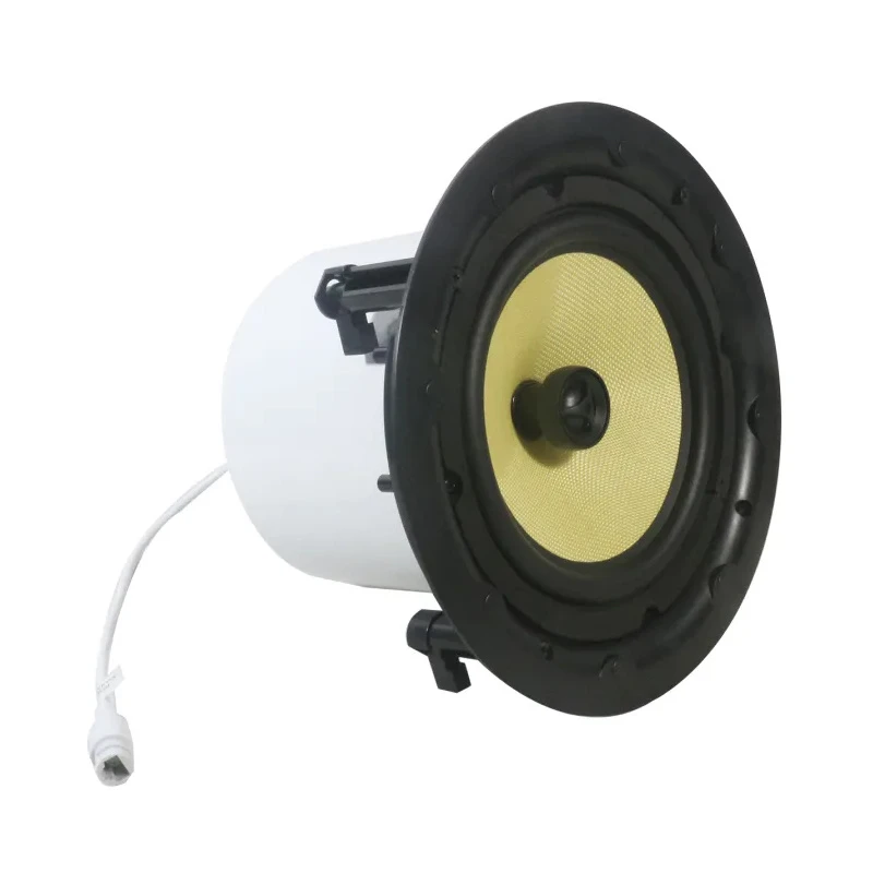 Hot Selling 8 Inch 30W Coaxial Rimless Dante Ceiling Speaker with Poe Power Supply Ceiling Speaker for PA System
