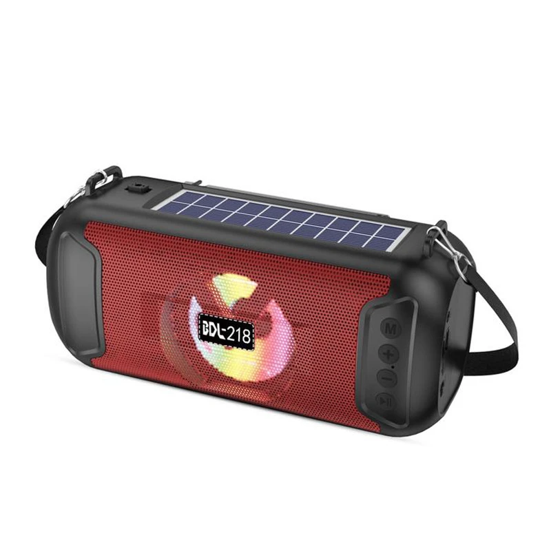 Hot Selling Portable Tws Blue Tooth Speaker with Solar Charging and Flashligh FM