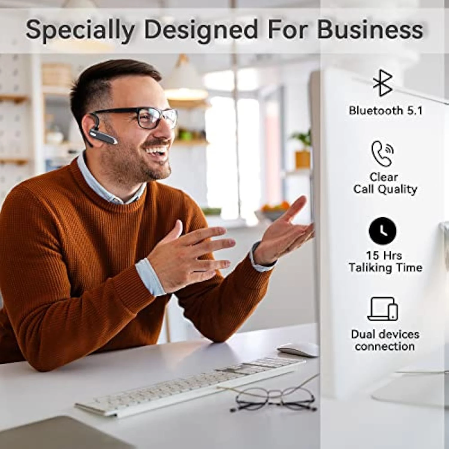 Hot Yyk-530 Wireless Earhook Enc HiFi Type-C Charging Audio Earbuds for Amazon