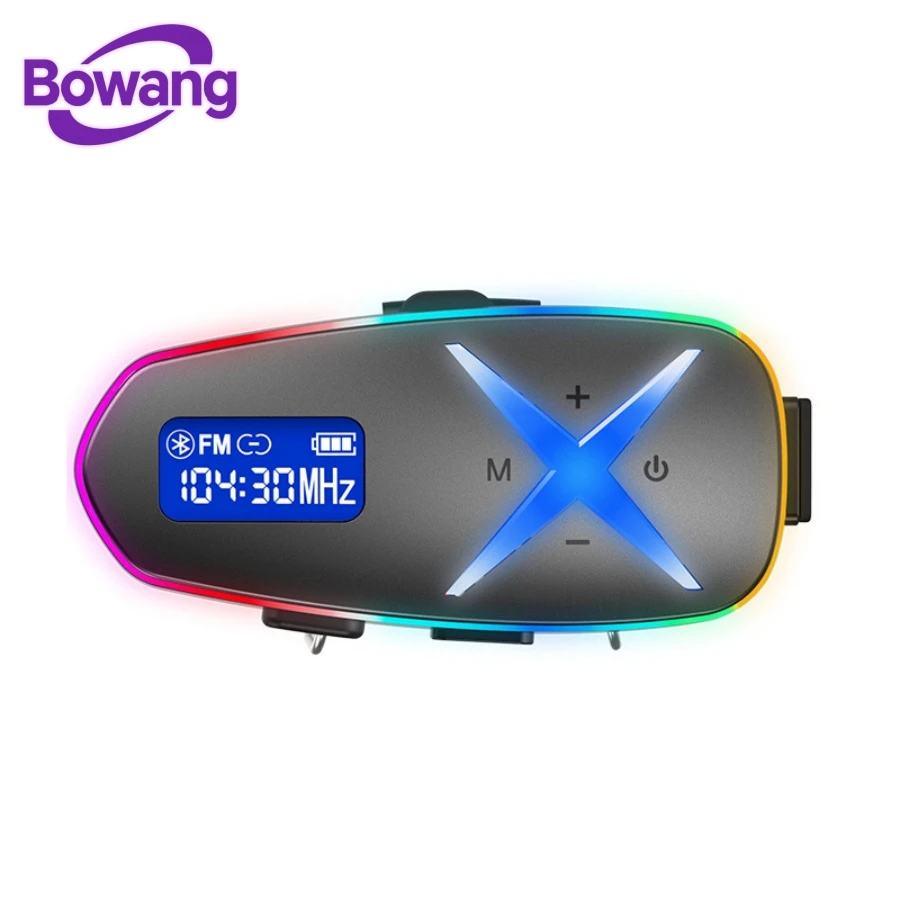 IP65 Waterproof Motorcycle Helmet Bluetooth Speaker Headset with FM Radio, Dual Intercom