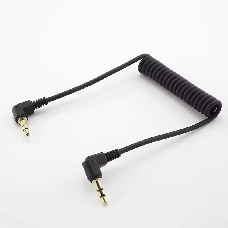 Industrial Spring Male 90 Degree Right Angle 3.5mm Trs Stereo Audio Cable Copper Conductor PVC Insulation 28AWG Wire Black