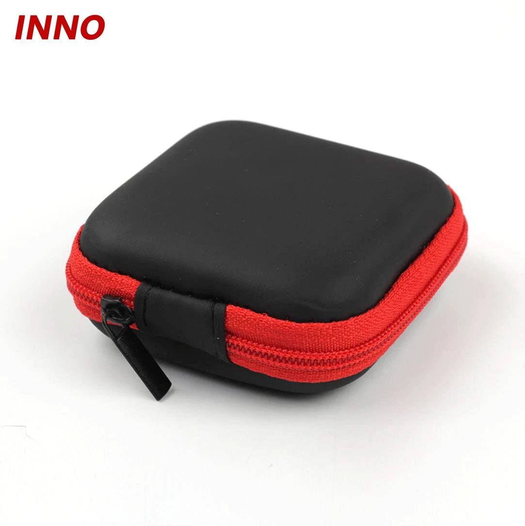Inno-036 Square Shape Cute Earphone Storage Bag Small Size 7.5*7.5*2.8cm Zipper Bag Storage Box Earphone Multi-Color Earphone Wire Bag