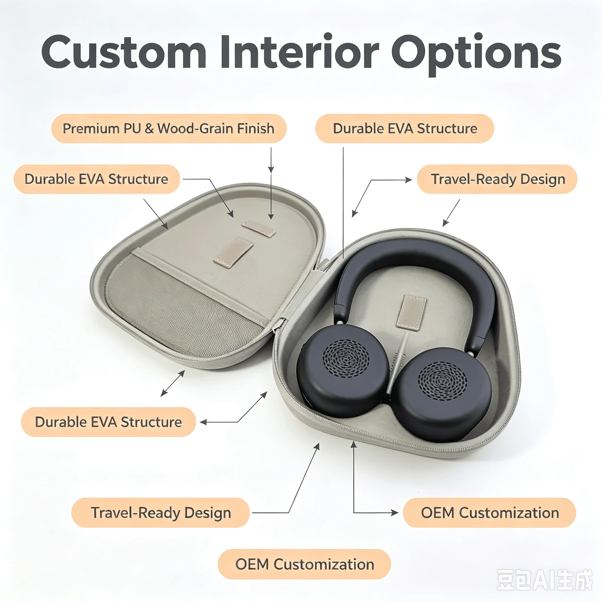 Innovative EVA Hard Headphone Case with Unique Design Elements