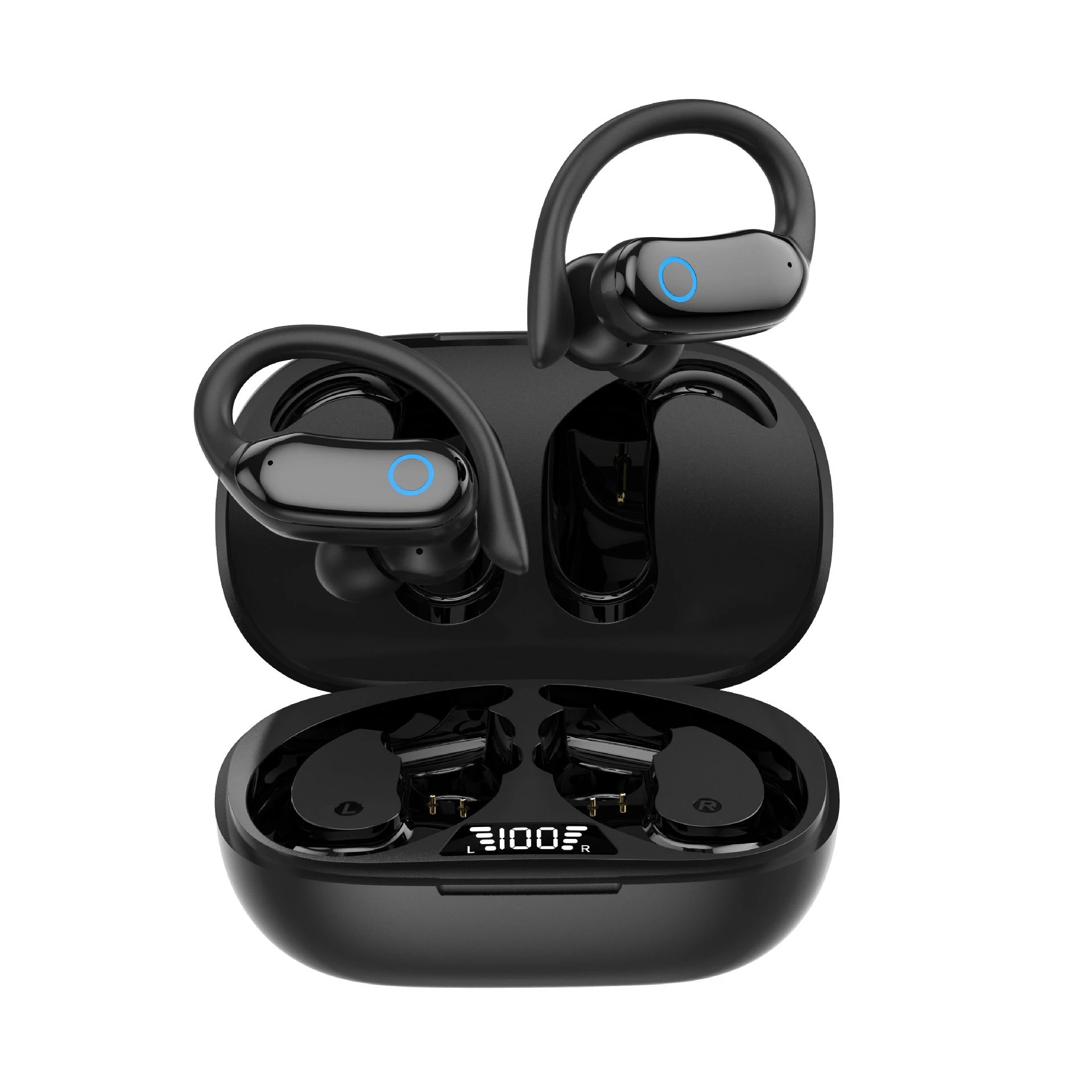 Ipx7 Waterproof Sports Running Wireless Headphones with High-Quality Sound, Large Battery Capacity, Non-Slip Ear Hooks, and Bluetooth
