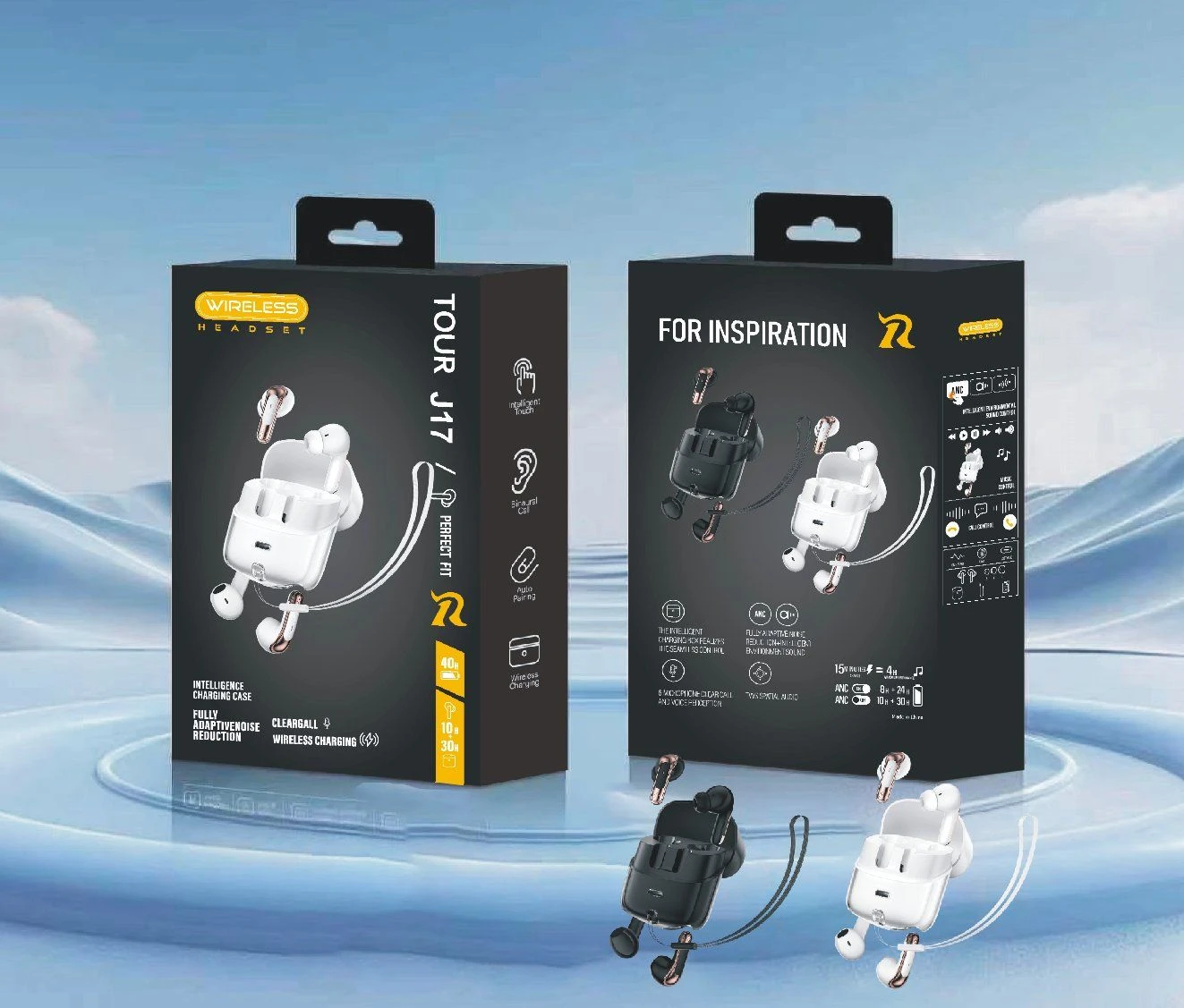 J17 Couple 2 Pairs Wireless Bluetooth Stereo Gift Earbuds
