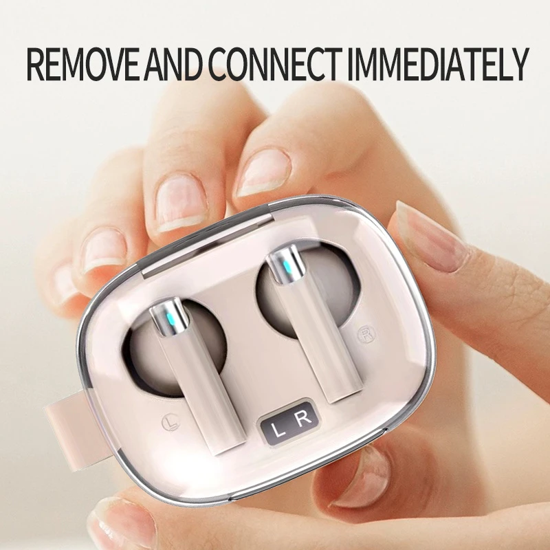 J19 Transparent Wireless Bluetooth Touch Stereo Sweatproof Portable Music Running Cute Earbuds