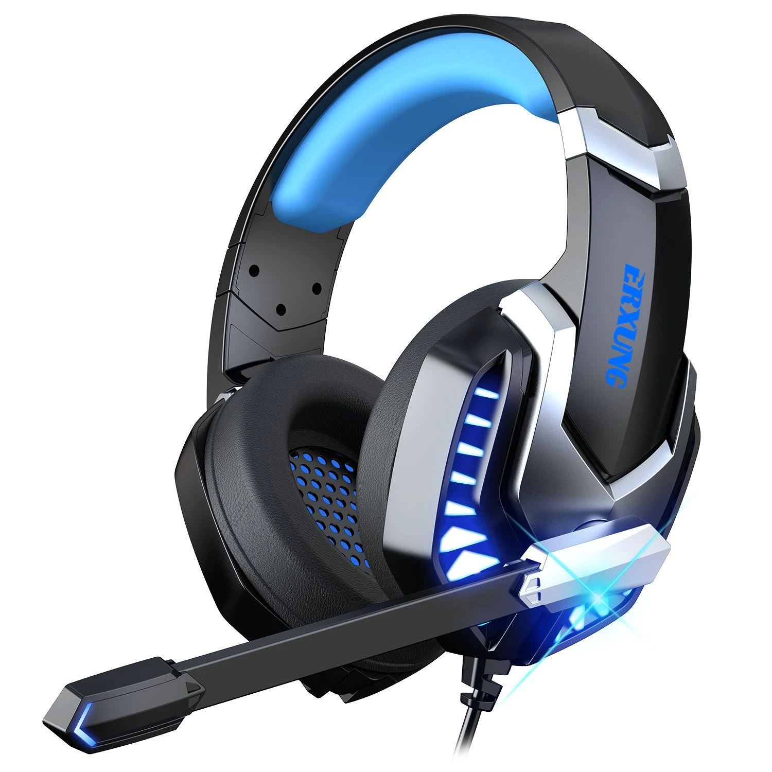 J30 Colorful Glow LED Light Computer PC Earphone Head-Mounted Gaming Headset Wired Stereo Bass USB DJ Headphones with Microphone
