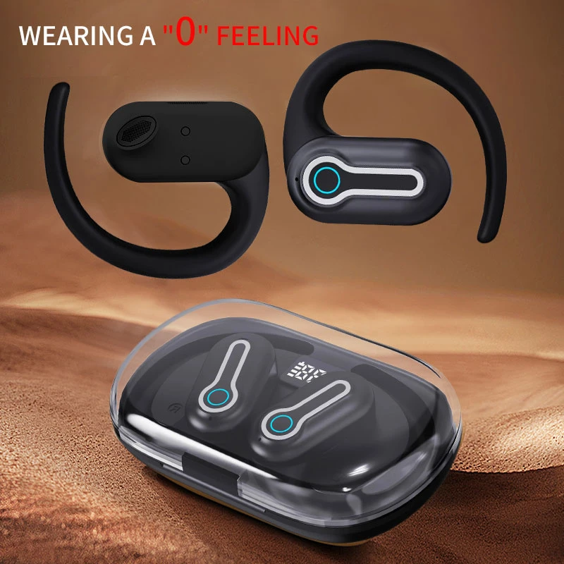 J31 Ows Open Ear Bluetooth Earbuds with Transparent Digital Charging Case