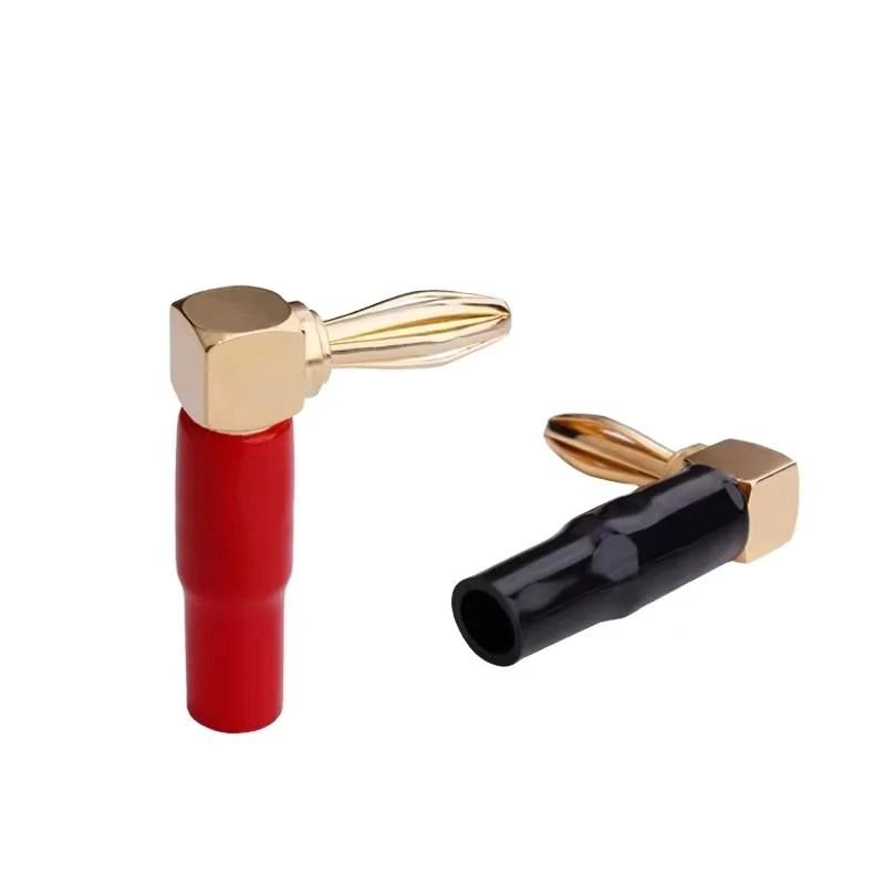 JT 4mm Right Angel Gold-Plated Non-Fading Lantern Shape L-Shaped 90-Degree Banana Plug