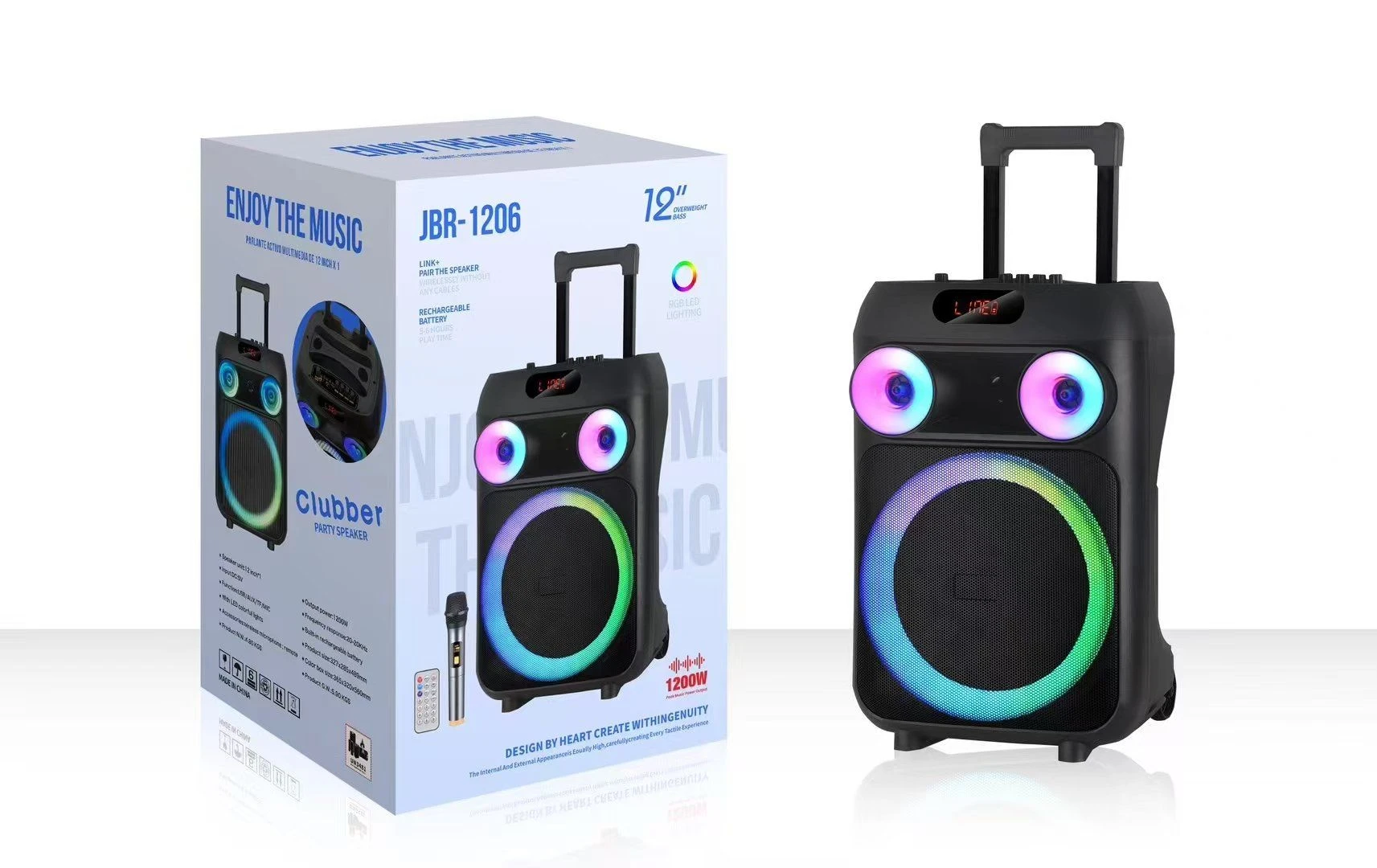 Jbr-1206 Single 12 “Bluetooth Speaker with Light Effect
